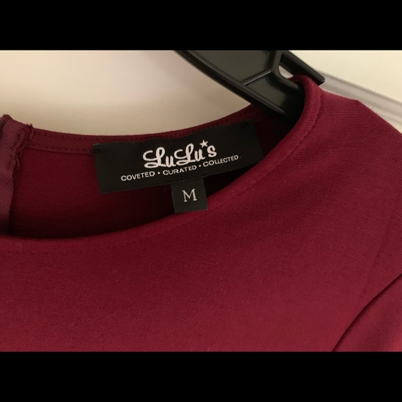 Mini long sleeve burgundy dress - Picture 4 of 7